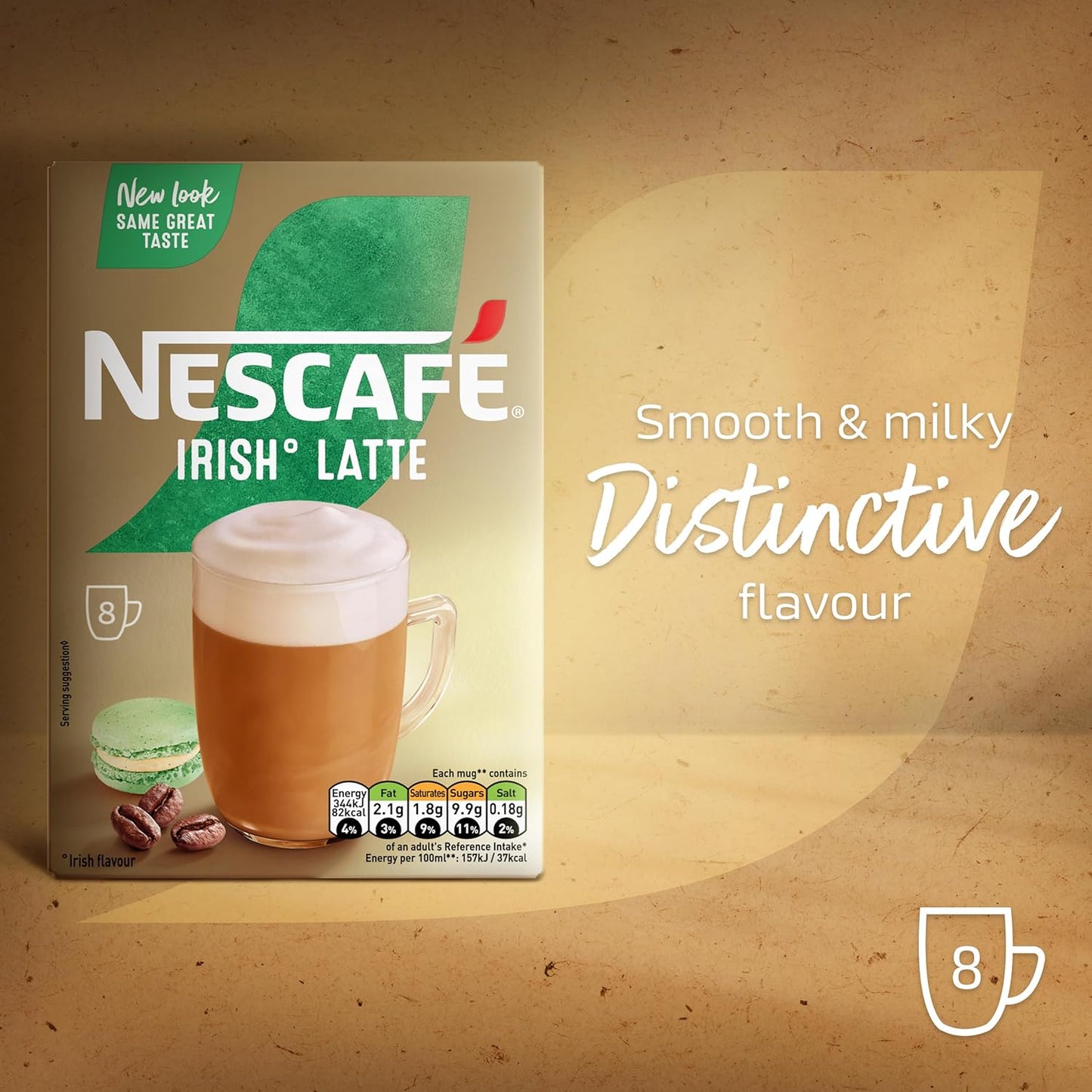 NESCAFÉ Irish Latte Instant Coffee Sachets 8 x 19.8g (Pack of 6)